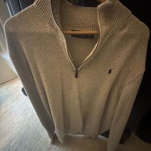 Ralph Lauren Men's Tan Zip-Up Sweater